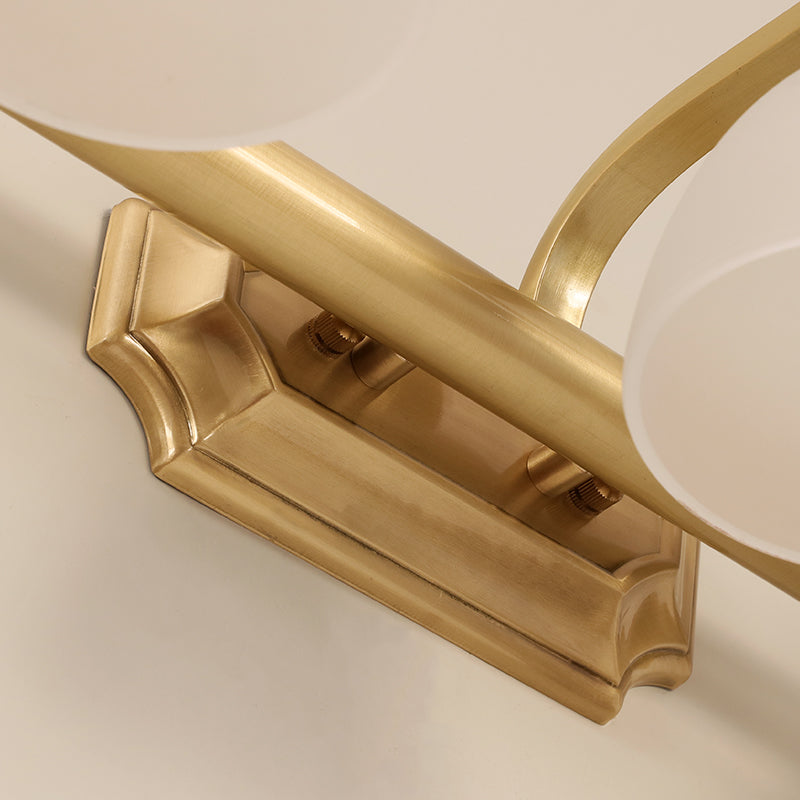 Vintage Frosted White Glass Bell Vanity Lamp - Wall Mount Bathroom Lighting Fixture