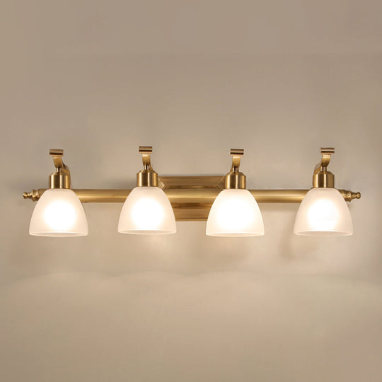Vintage Frosted White Glass Bell Vanity Lamp - Wall Mount Bathroom Lighting Fixture