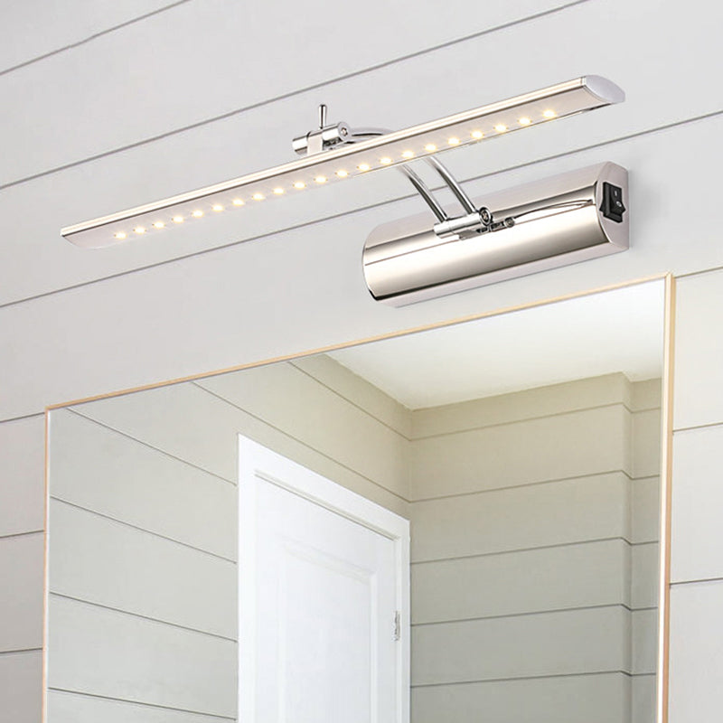 Adjustable Nickel Finish LED Vanity Sconce - Modern Linear Wall Lamp