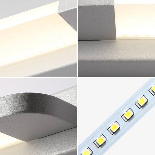 LED Bar Bathroom Sconce Light with Rounded Corner - Acrylic Vanity Wall Fixture