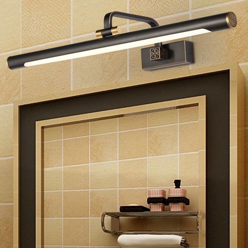 Adjustable Tubular LED Vanity Mirror Light - Traditional Black Metal Wall Lighting