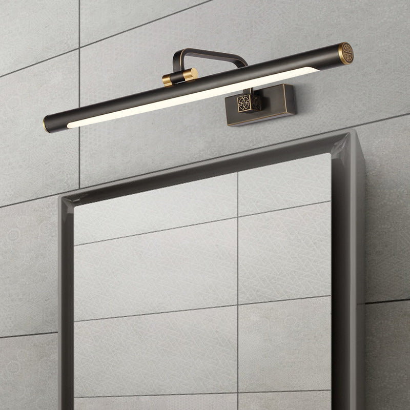 Adjustable Tubular LED Vanity Mirror Light - Traditional Black Metal Wall Lighting