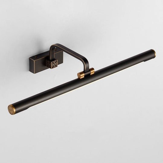 Adjustable Tubular LED Vanity Mirror Light - Traditional Black Metal Wall Lighting