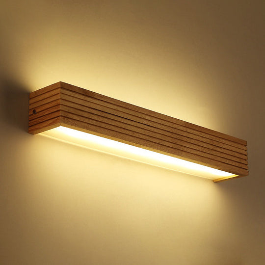 Minimalist Beige Laminated Wood LED Wall Sconce - Ideal Bedside Light Fixture
