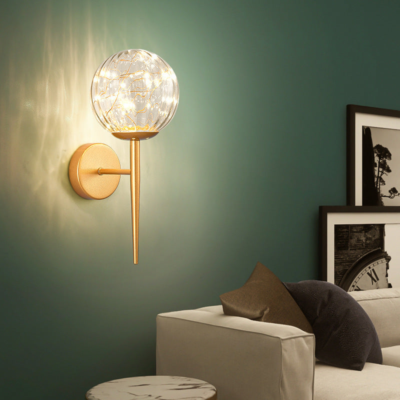 Stylish Nordic LED Sconce Lamp with Glass Shade for Living Room