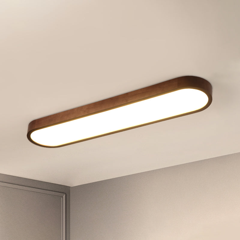 Simplicity Wooden Brown LED Ceiling Light for Aisle - Surface Mount