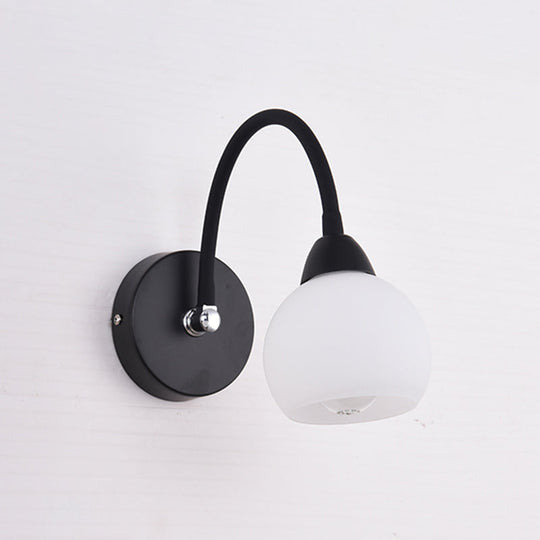 Retro Black Opaline Glass Wall Sconce: Ball Wall Mounted Vanity Light for Bathroom