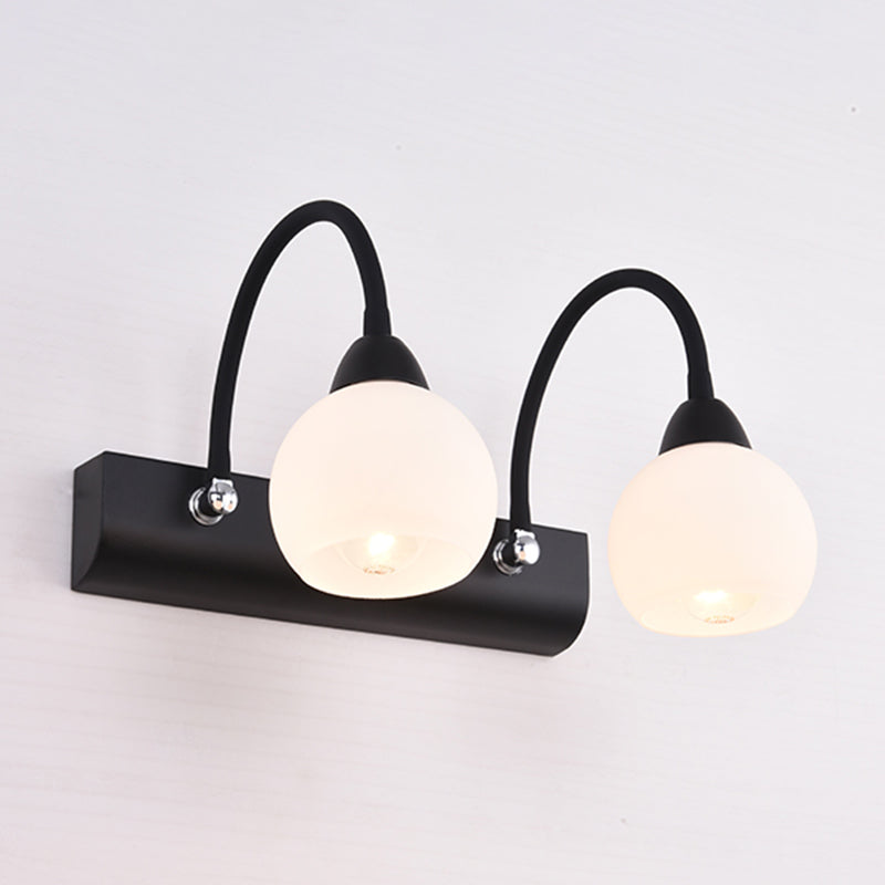 Retro Black Opaline Glass Wall Sconce: Ball Wall Mounted Vanity Light for Bathroom