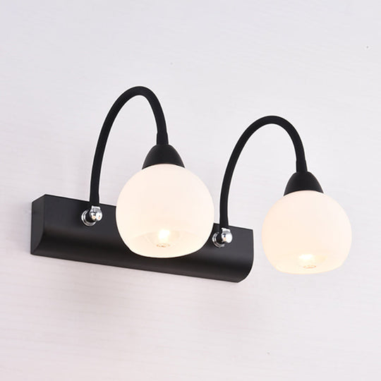 Retro Black Opaline Glass Wall Sconce: Ball Wall Mounted Vanity Light for Bathroom