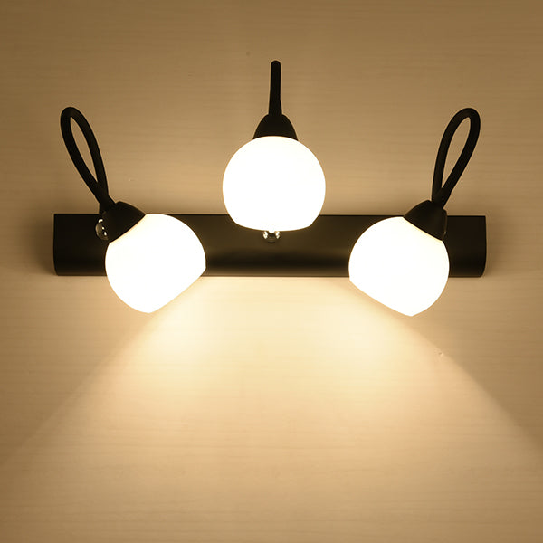 Retro Black Opaline Glass Wall Sconce: Ball Wall Mounted Vanity Light for Bathroom