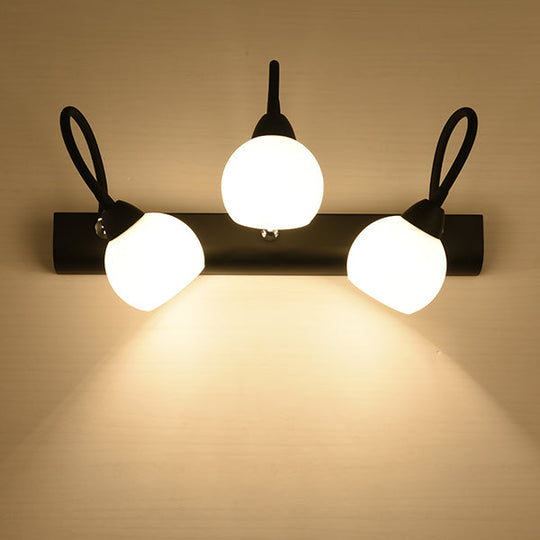 Retro Black Opaline Glass Wall Sconce: Ball Wall Mounted Vanity Light for Bathroom