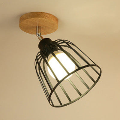 Industrial Black Metal Semi Flush Light with Adjustable Squared/Globe Design - Ideal for Corridors