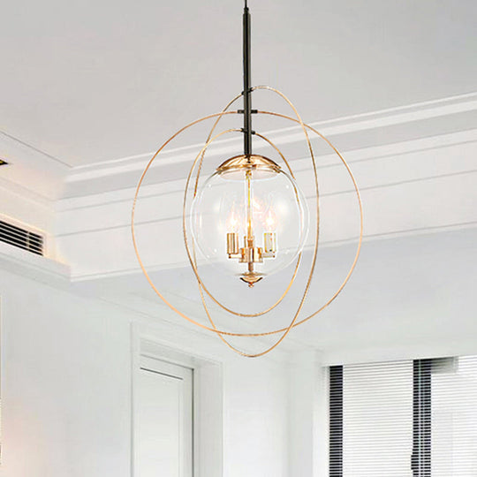 White Glass Chandelier - Traditional 3 Light Pendant for Dining Room with Ring Design