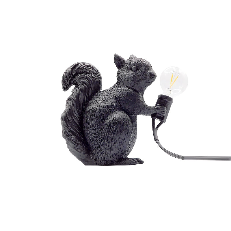 Artistic Squirrel Night Table Lamp - Resin Single-Bulb Children's Bedside Light