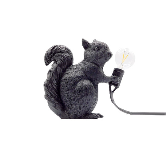 Artistic Squirrel Night Table Lamp - Resin Single-Bulb Children's Bedside Light