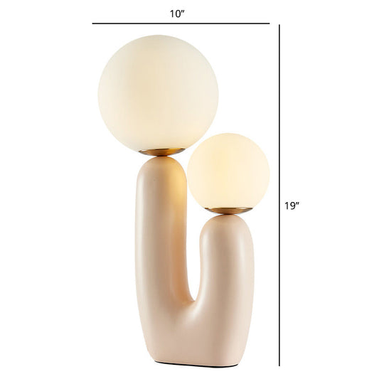 Cactus Bedside Table Light - Nordic Style Night Lamp with Cream Glass Shade