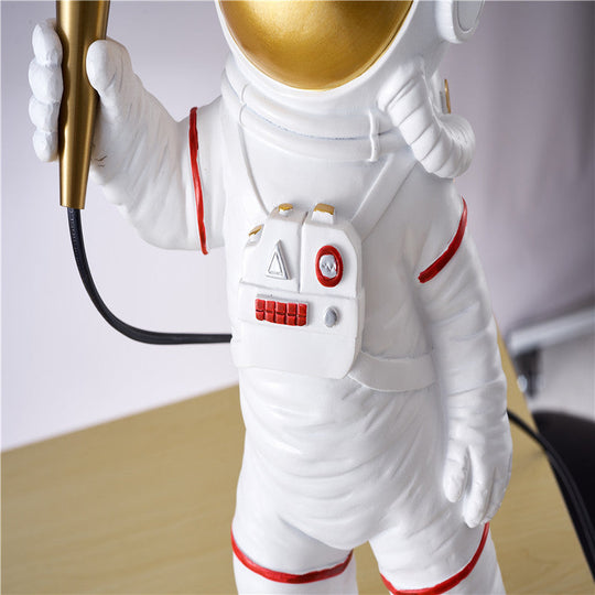 White Resin Spaceman Table Lamp - Creative Cartoon 1 Head Nightstand Light for Child's Room