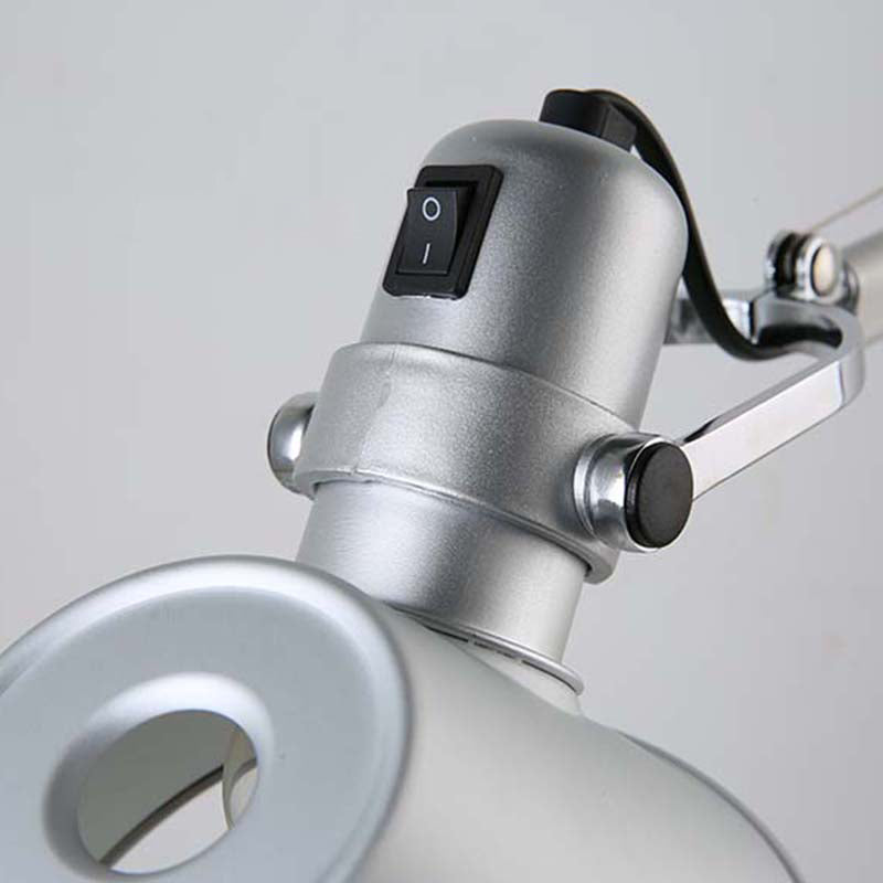 Industrial Telescopic Table Lamp: Silver Metal Reading Light with Tapered Shade