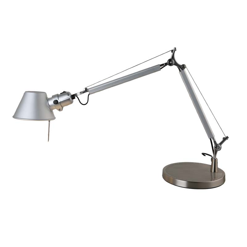 Industrial Telescopic Table Lamp: Silver Metal Reading Light with Tapered Shade