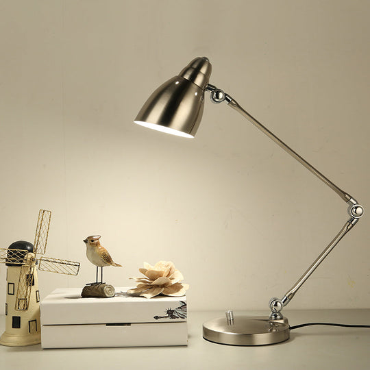 Iron Bell Shaped Industrial Table Lamp with Swing Arm for Study Room Desk