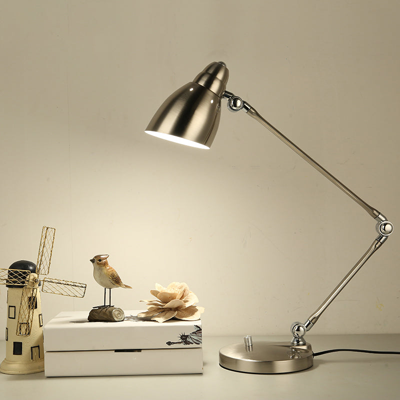 Iron Bell Shaped Industrial Table Lamp with Swing Arm for Study Room Desk