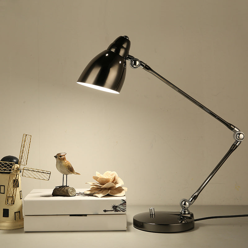 Iron Bell Shaped Industrial Table Lamp with Swing Arm for Study Room Desk