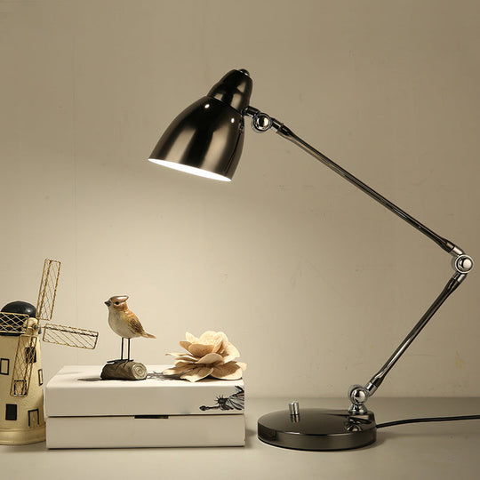 Iron Bell Shaped Industrial Table Lamp with Swing Arm for Study Room Desk