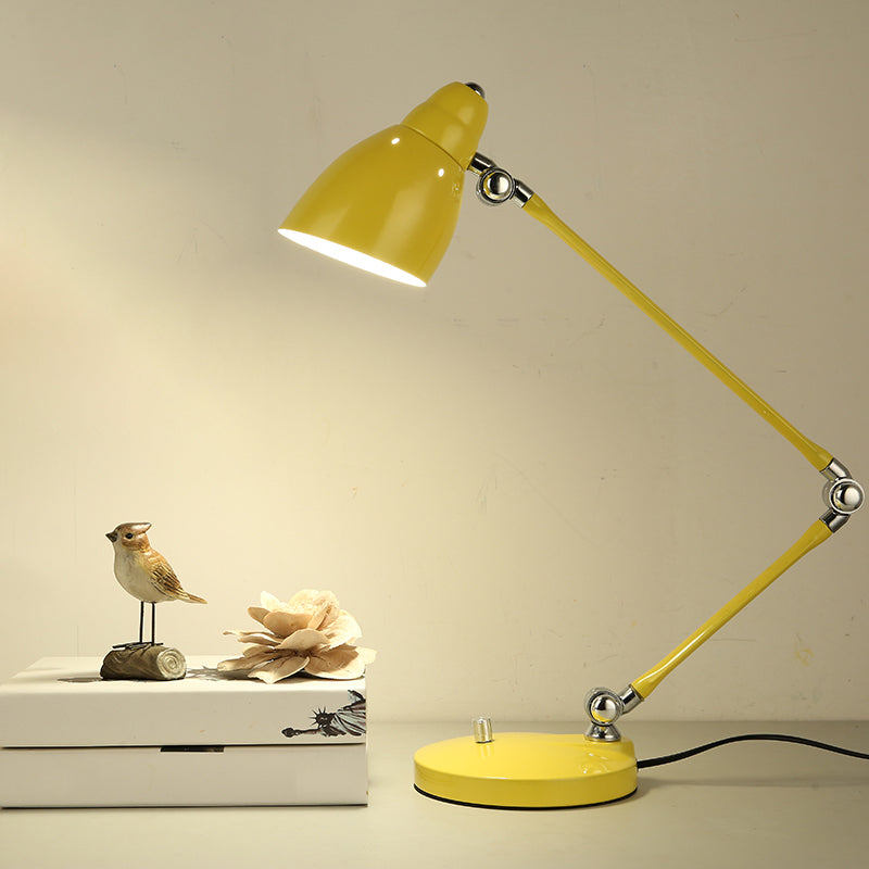 Iron Bell Shaped Industrial Table Lamp with Swing Arm for Study Room Desk