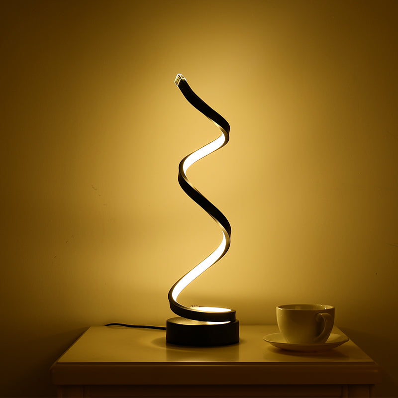 Modern Twist LED Lamp: Aluminum Night Table Light for Living Room, with Power Switch