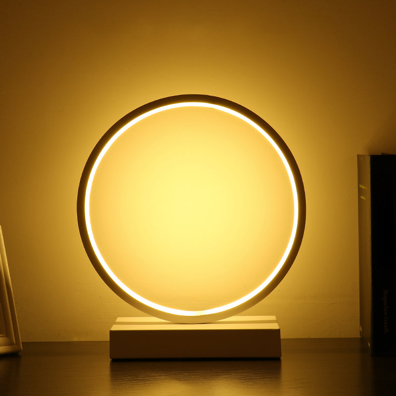 Simplicity LED Night Light Metal Bedroom Table Lamp with Rectangular Base