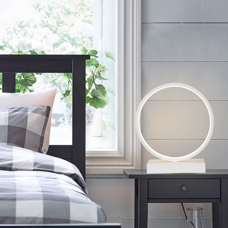 Simplicity LED Night Light Metal Bedroom Table Lamp with Rectangular Base