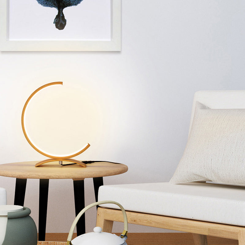 C-Shaped Aluminum LED Table Lamp with Dimmer Switch - Minimalist Style Night Light