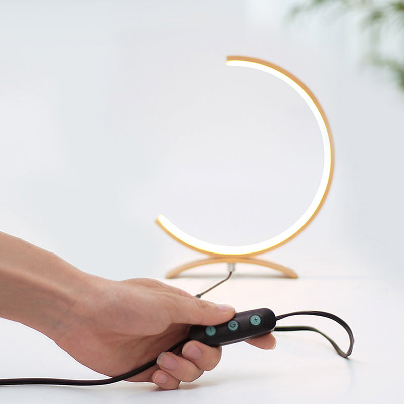 C-Shaped Aluminum LED Table Lamp with Dimmer Switch - Minimalist Style Night Light