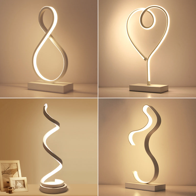Minimalist Aluminum LED Table Light for Living Room with Line Art Night Lighting