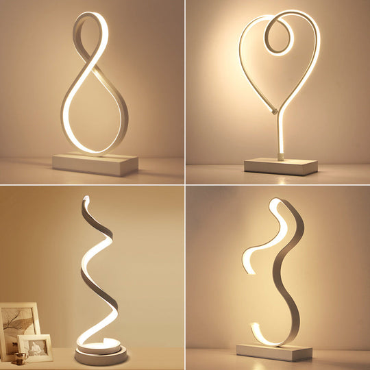 Minimalist Aluminum LED Table Light for Living Room with Line Art Night Lighting
