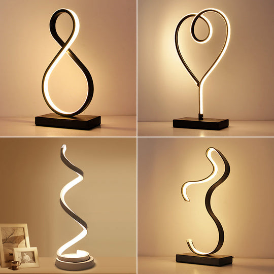 Minimalist Aluminum LED Table Light for Living Room with Line Art Night Lighting