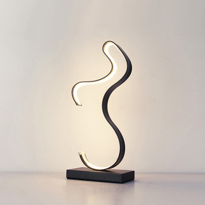 Minimalist Aluminum LED Table Light for Living Room with Line Art Night Lighting