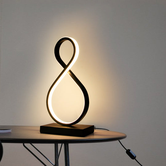 Minimalist Aluminum LED Table Light for Living Room with Line Art Night Lighting