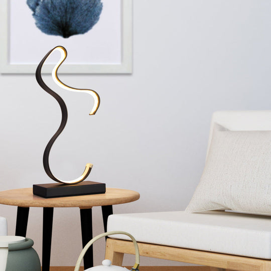 Minimalist Aluminum LED Table Light for Living Room with Line Art Night Lighting