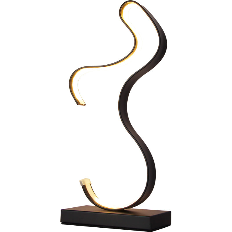 Minimalist Aluminum LED Table Light for Living Room with Line Art Night Lighting