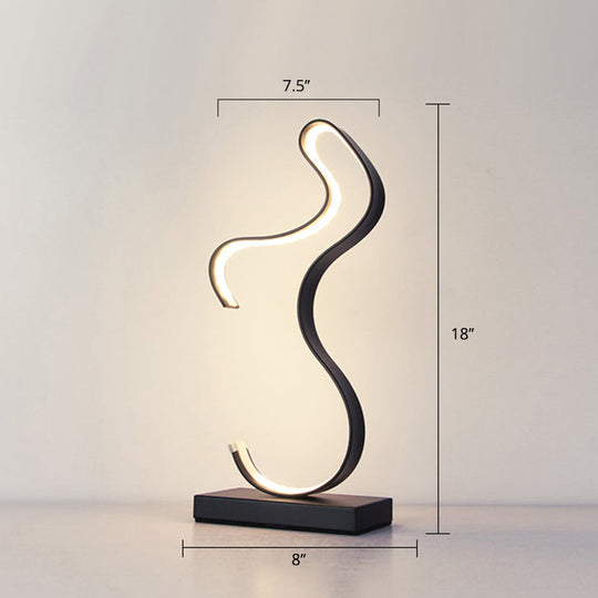 Minimalist Aluminum LED Table Light for Living Room with Line Art Night Lighting