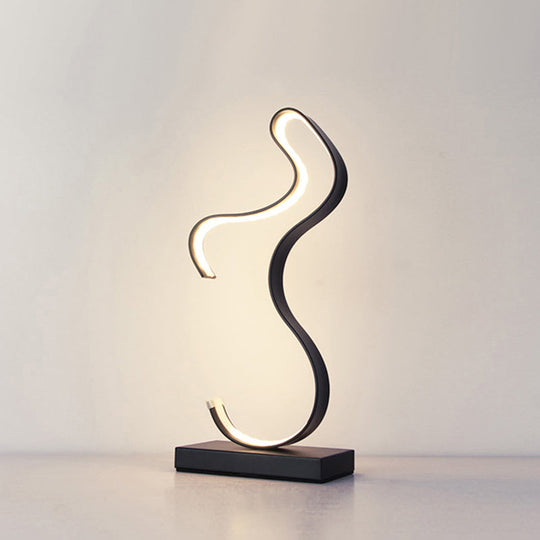 Minimalist Aluminum LED Table Light for Living Room with Line Art Night Lighting