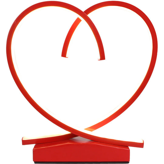 Red Loop Night Light: Romantic Metal LED Table Lamp for Bedroom