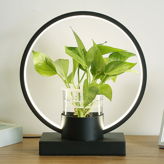 Decorative Aluminum LED Night Lamp with Glass Plant Cup