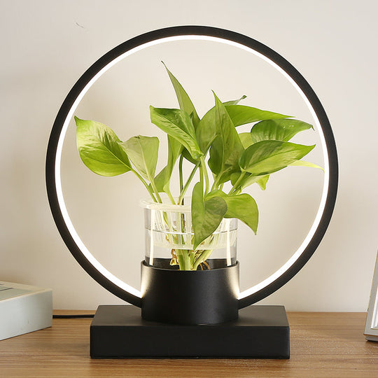 Decorative Aluminum LED Night Lamp with Glass Plant Cup