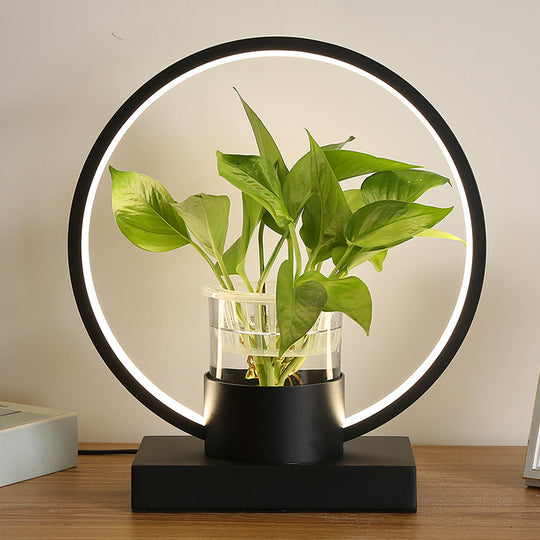 Decorative Aluminum LED Night Lamp with Glass Plant Cup
