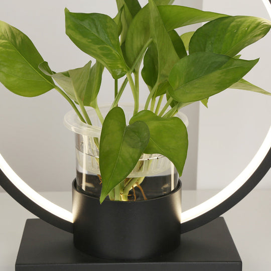 Decorative Aluminum LED Night Lamp with Glass Plant Cup