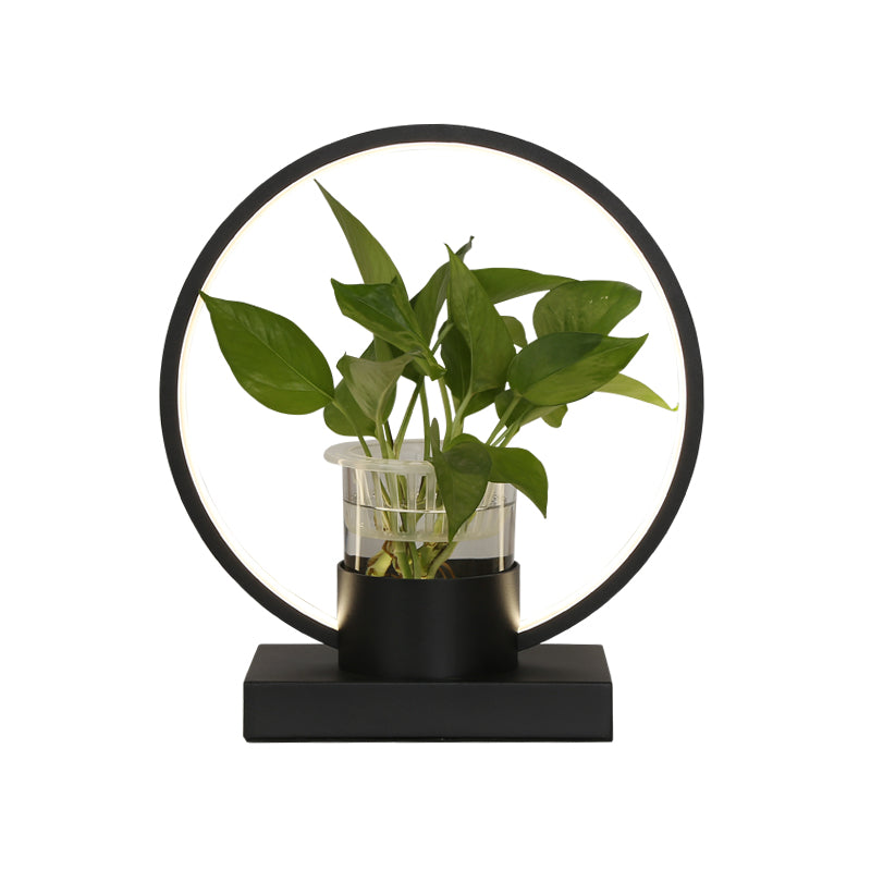Decorative Aluminum LED Night Lamp with Glass Plant Cup