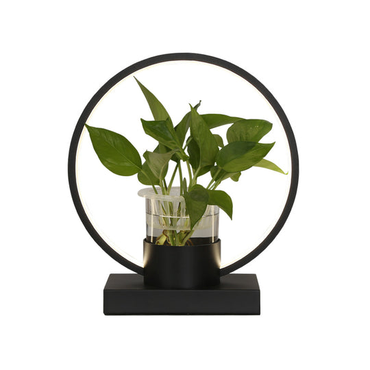 Decorative Aluminum LED Night Lamp with Glass Plant Cup