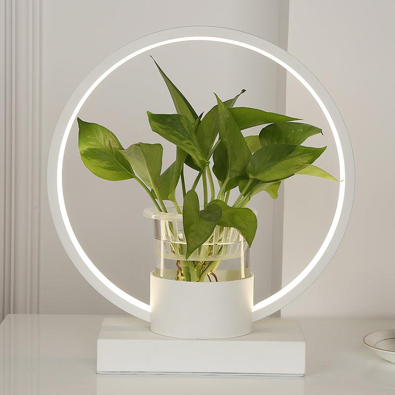 Decorative Aluminum LED Night Lamp with Glass Plant Cup